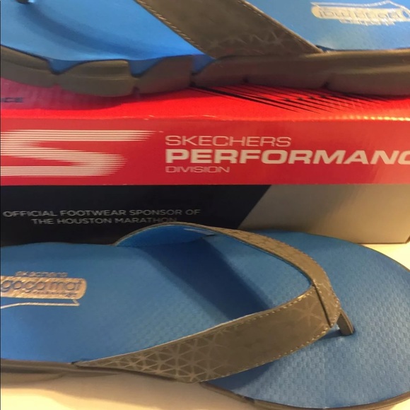 NWT Skechers Goga May 360 Performace 12 Men Flip Flop Blue AGION Slippers - Picture 4 of 5